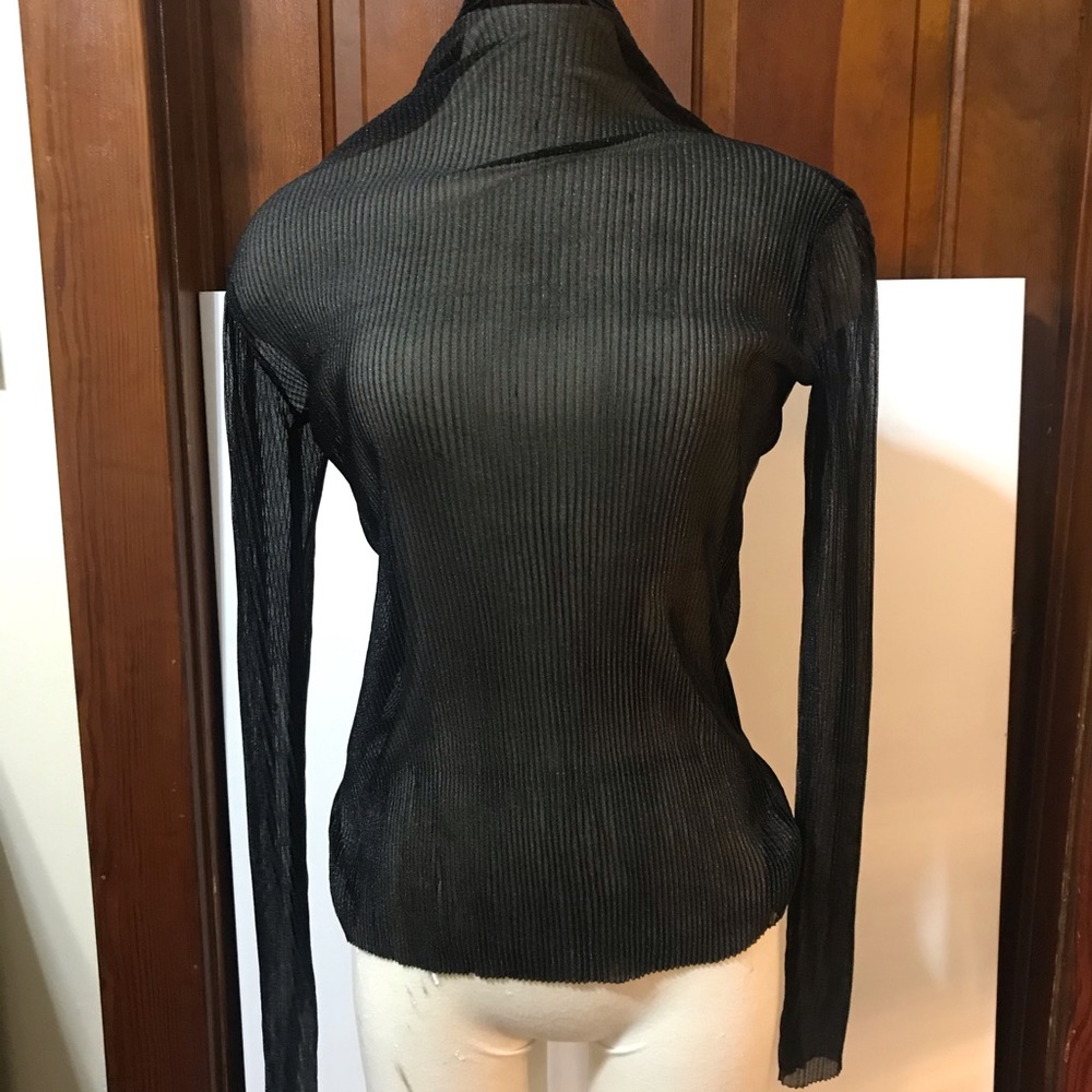 Sheer black long sleeve turtleneck s